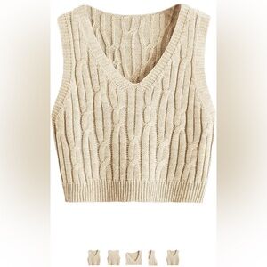 Cream Cable Knit Sweater Vest Crop Top
